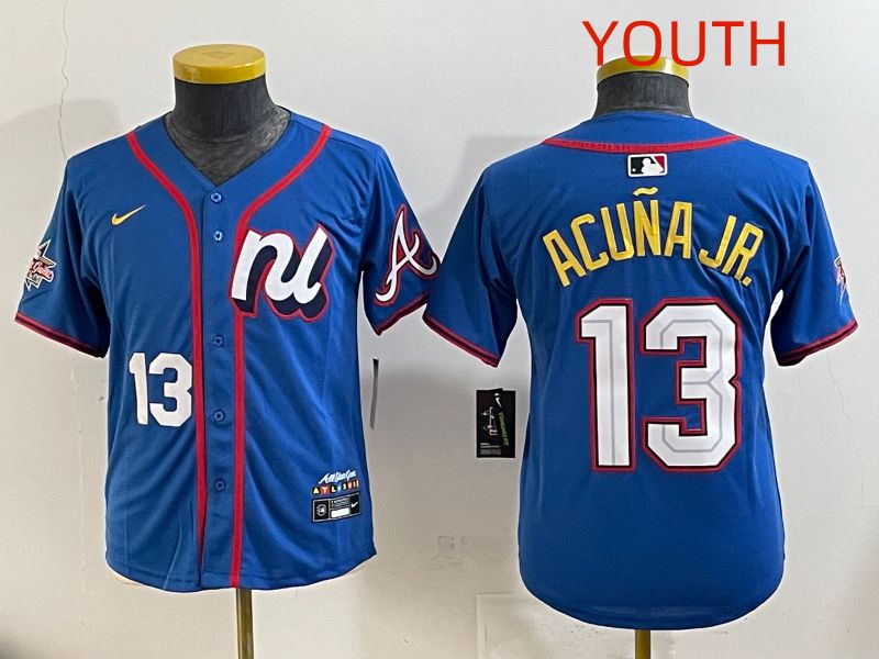 Youth 2025 Atlanta Braves 13 Acuna jr Blue All star Nike MLB Jersey style 6
